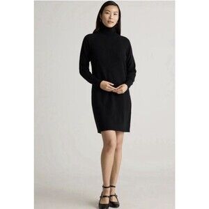 Quince Small Mongolian Cashmere Turtleneck Sweater Dress Black NWT